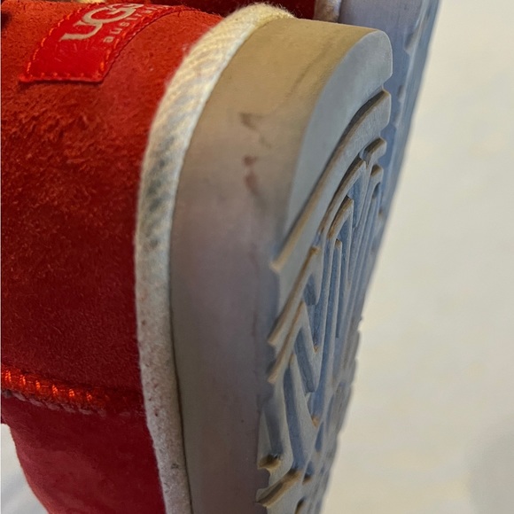 7 Ugg Selene Boot Red Suede Nautical Rope Back Accent warm rare excellent condit - Picture 10 of 15